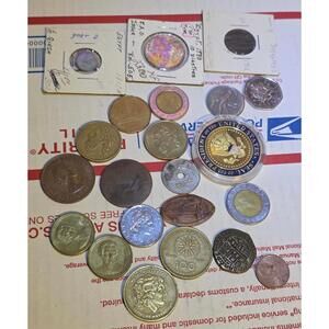 Mixed Collection of World Coins and Collectible Medallions